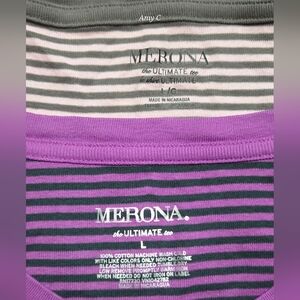 Merona Set Of Two Pink And Purple and Striped Top. Only One Has Tag Both New.